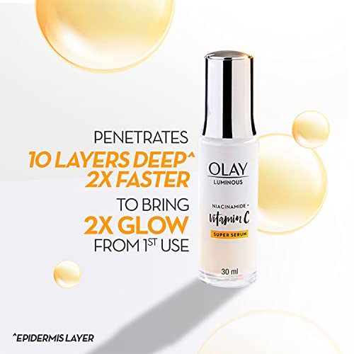 Olay Vitamin C Face Serum with Niacinamide l Even Glow & Smooth Texture l Normal, Oily, Dry & Combination Skin l Parabens & Sulphate-free l 30ml
