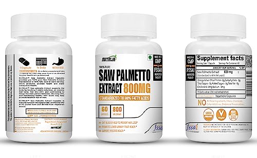 NutriJa Saw Palmetto Extract 800MG - 120 capsules (80% Fatty acid) - DHT Blocker | Supports Hair Growth & Healthy Prostate (120 capsules)