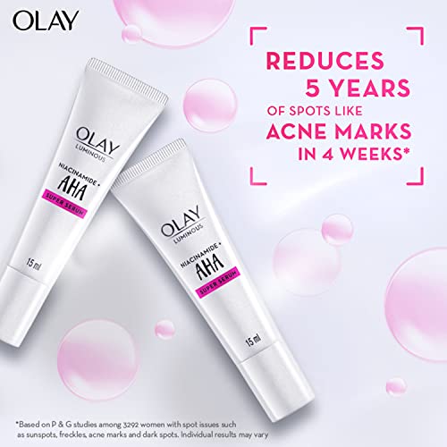 Olay AHA Face Serum with Niacinamide l Acne Spot Reduction l Even Glow & Smooth Texture l Parabens & Sulphate-free l 15ml