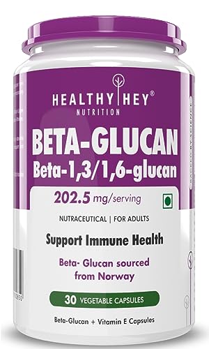 HealthyHey Nutrition Beta-Glucan Beta-1,3/1,6-glucan - Immunity Enhancer-30 Veg. Capsules