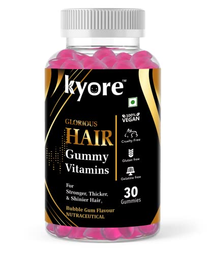 Kyore Nutritions Biotin Hair Gummies | Keeps Hair Thicker Shiner and Stronger | Reduce Hair Fall | BWith Biotin, Collagen, Hyluronic Acid | 30 gummies