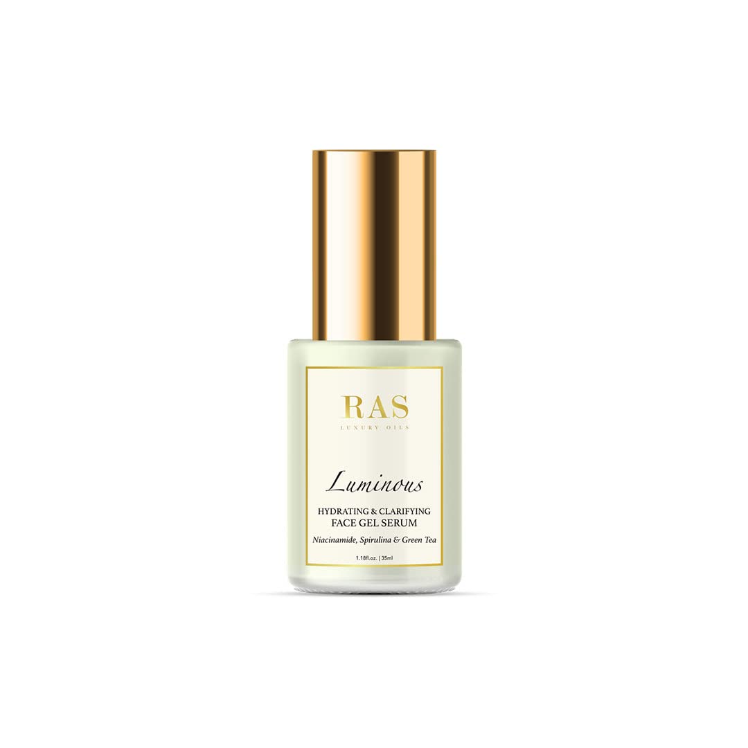 RAS Luxury Oils Luminous Hydrating & Skin Clearing Face Gel Serum with Green Tea, Niacinamide & Hyaluronic Acid | Vegan, Paraben Free, 35ml