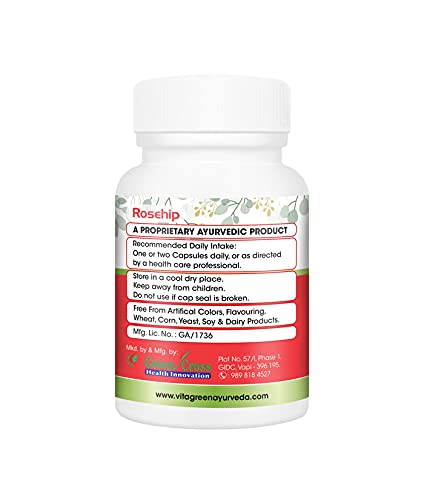 VitaGreen 100% Natural Joint Health Rosehip Capsules(60 capsules,500mg) - Pack of 1