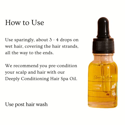 Oleum Cottage Conditioning Hair Serum, 15 ml, Made with cold pressed jojoba oil and pure essential on hair serum that gives a natural shine and bounce