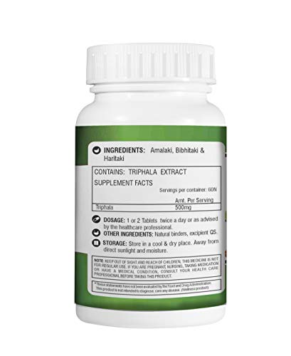 Morr Living Triphala (Terminalia bellirica) Digestive Wellness - Contains Extract, 500mg - 60 Tablets