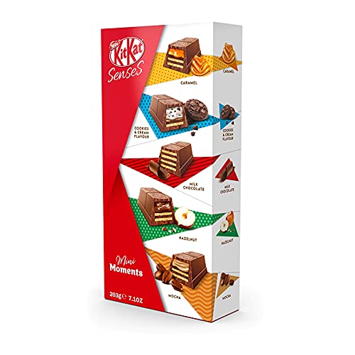 Nestle Kitkat Senses Caramel, Cookies & Cream, Milk Chocolate, Hazelnut, Mocha 12 Pieces 203g