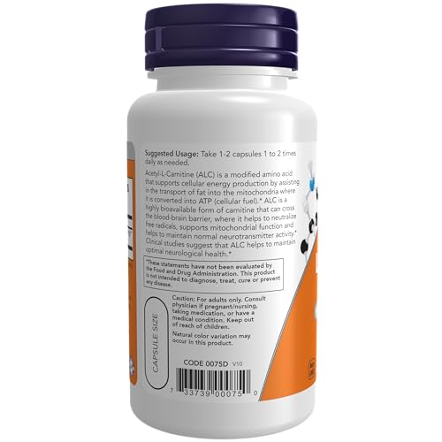 NOW Foods Acetyl L-carnitine 500mg, 50 Capsules