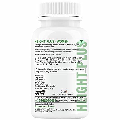 HXN Height Growth Supplement For Women Enriched With Essential Amino Acids,& Superfood Ayurvedic Med Increase Bone Supplements-60 Tablet (No Capsules)