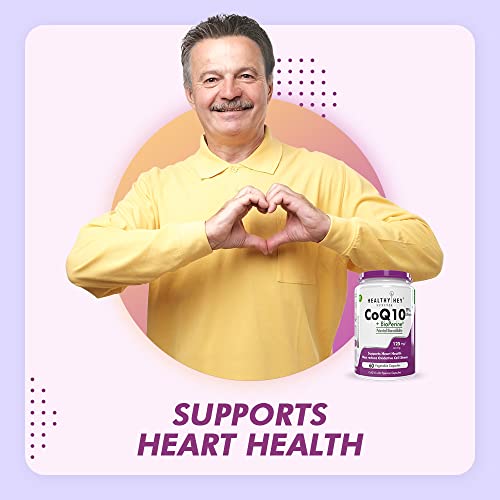 HealthyHey Nutrition CoQ10 105mg with Bioperine -Supports Heart Health - 60 Veg Capsules