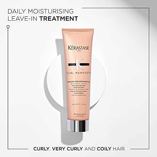 KERASTASE Curl Manifesto Creme de Jour Fondamentale Hair Cream | For All Curly Hair Types & Textures | 5.1 Fl Oz