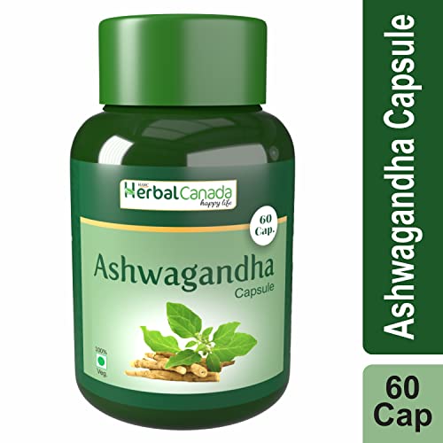 Herbal Canada Ashwagandha Capsule With Goodness of Natural Extracts of Ashwagandha, Helps Boost Immuatural Body Strength - 60 Veg. Capsule (Pack of 2)