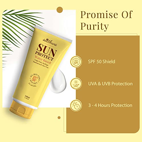 Satthwa Sun Protect SPF 50 - Water Based Sunscreen, Non Oily with Grapefruit & Aloevera (100ml)