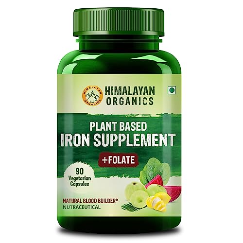 Himalayan Organics Plant Based Iron Supplement With Folate | Boost Energy (90 Capsules)