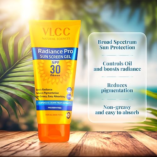 VLCC Radiance Pro SPF 30 PA+++ Sunscreen Gel -100g + 25g Extra- Sun Protection, Boosts Radiance, Reduces pigmentation.