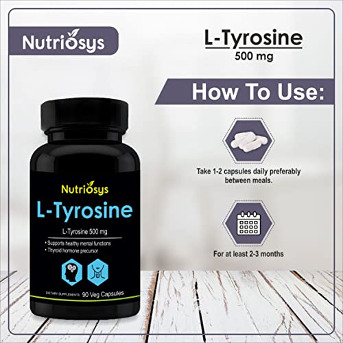 Nutriosys L-Tyrosine 500mg (90 Veg Capsules) pack of- 2