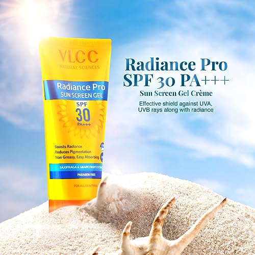 VLCC Radiance Pro SPF 30 PA+++ Sunscreen Gel -100g + 25g Extra- Sun Protection, Boosts Radiance, Reduces pigmentation.