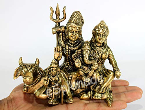 StonKraft Brass Shiva Parvati Ganesh Shiv Pariwar Family Idol Murti Statue