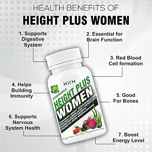 HXN Height Growth Supplement For Women Enriched With Essential Amino Acids,& Superfood Ayurvedic Med Increase Bone Supplements-60 Tablet (No Capsules)