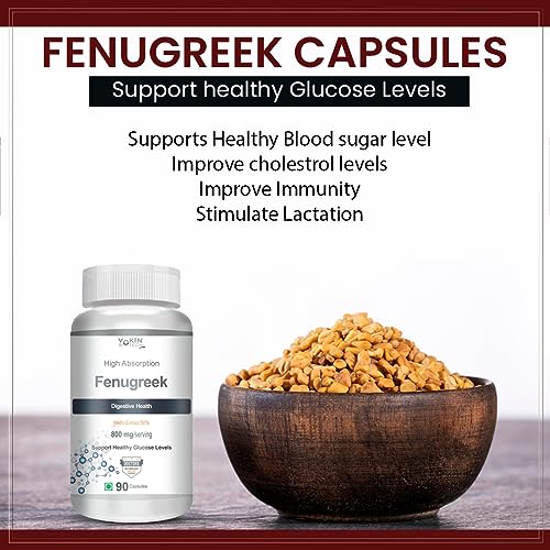 Vokin Biotech Fenugreek Seed Extract Supplement 500mg, Silymarin Extract 300mg Support Healthy Glucose Levels,90 capsules (Pack of 1)