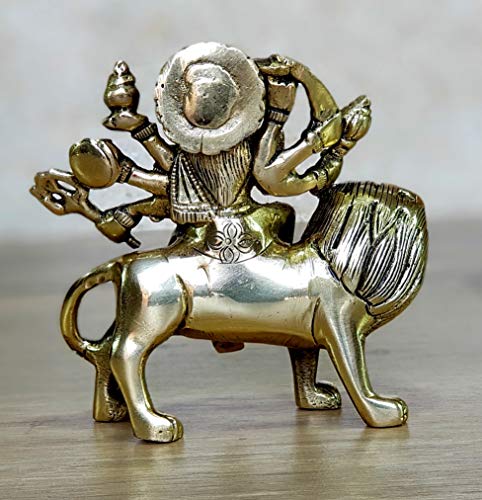 ESPLANADE Brass Maa Durga murti for Home Mandir and Home Decor (4.6 Inches)