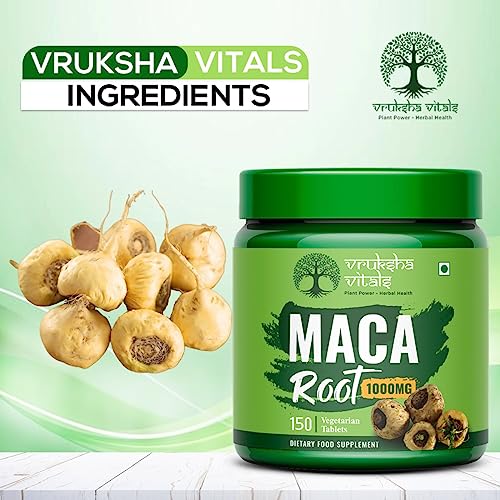 Vruksha Vitals Maca Root Extract 1000 mg per Tablet - 150 Tablets/Capsules Supplement