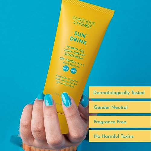 Conscious Chemist Hybrid Lightweight Gel Sunscreen Spf 50 Pa++++ Uva/Uvb Protection With Ceramides & No White Cast, Fragrance Free, Cruelty Free, 50ml