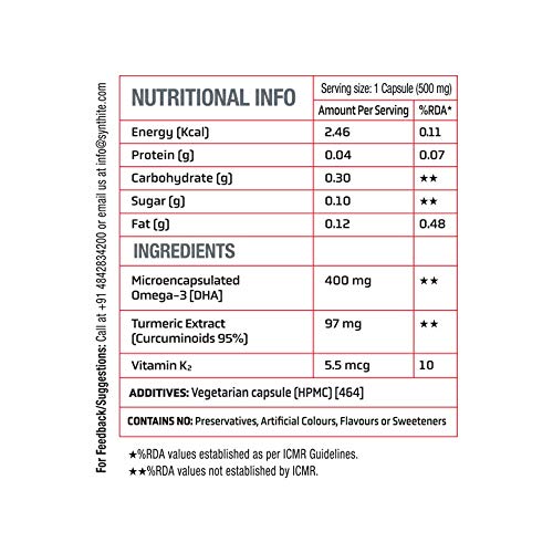 NatXtra CurQmeg-3 - Cardiovascular Health Support with Curcumin, Omega-3, and Vitamin K2-500 mg, 60 Capsules