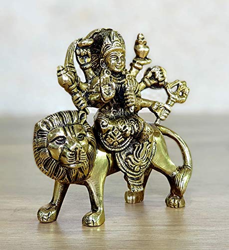 ESPLANADE Brass Maa Durga murti for Home Mandir and Home Decor (4.6 Inches)