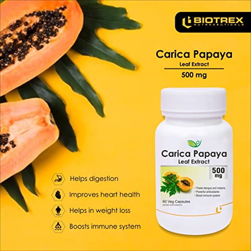 Biotrex Nutraceuticals Carica Papaya Leaf Extract Powerful Anti-oxidants (500 mg, 60 Capsules)- Pack of 2