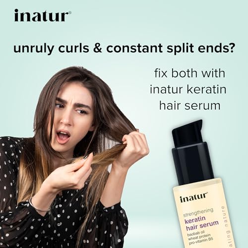 inatur Strengthening Keratin Hair Serum, Restores Shine, repairs Damaged Hair, Strengthens & Protects, Safe for Colour Treated Hair,50ml