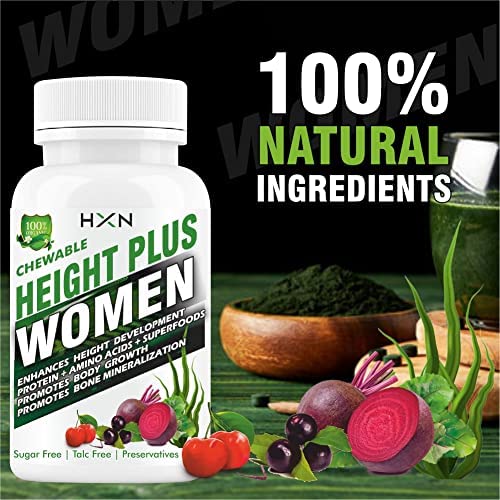 HXN Height Growth Supplement For Women Enriched With Essential Amino Acids,& Superfood Ayurvedic Med Increase Bone Supplements-60 Tablet (No Capsules)