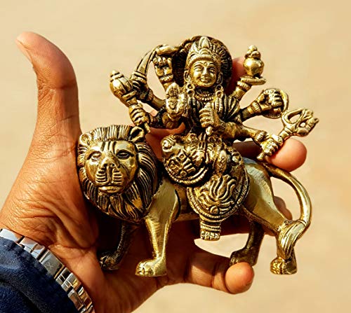 ESPLANADE Brass Maa Durga murti for Home Mandir and Home Decor (4.6 Inches)