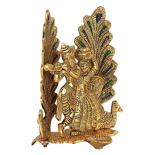 The Bright Storey New Laxmi Ganesh Black Green Enamel Pair Metal Gold Plated Joined Showpiece Radha Krishna Idols for Diwali Gifts Pooja