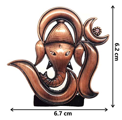 Relicon Lord OM Ganesh Idol | Ganpati Vinayaka (Design-61) Metal Statue for Car Dashboard (L*B*H-6.7 x 0.3 x 6.2 Cm)