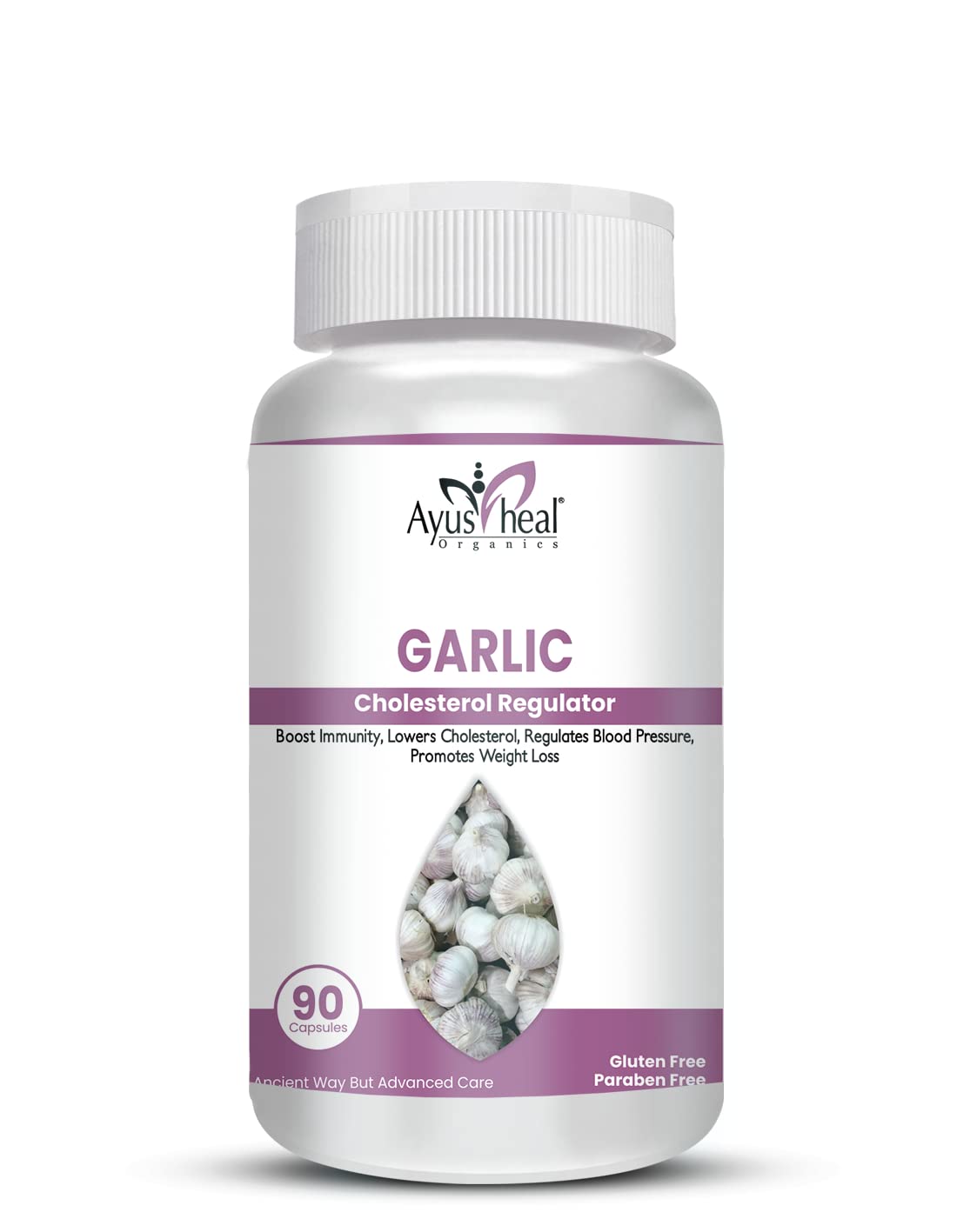 Ayusheal Garlic Pure Extract 1500 mcg For Heart health,Cholesterol Management and Weight Loss - 90 Capsules