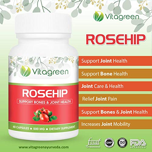 VitaGreen 100% Natural Joint Health Rosehip Capsules(60 capsules,500mg) - Pack of 1