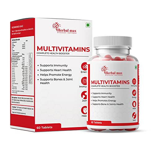 Herbal max Multivitamins, With Zinc, Vitamin C, Vitamin D3 and Multiminerals, Antioxidant-Rich, Stregredients, 60 Multivitamin Tablets for men & women