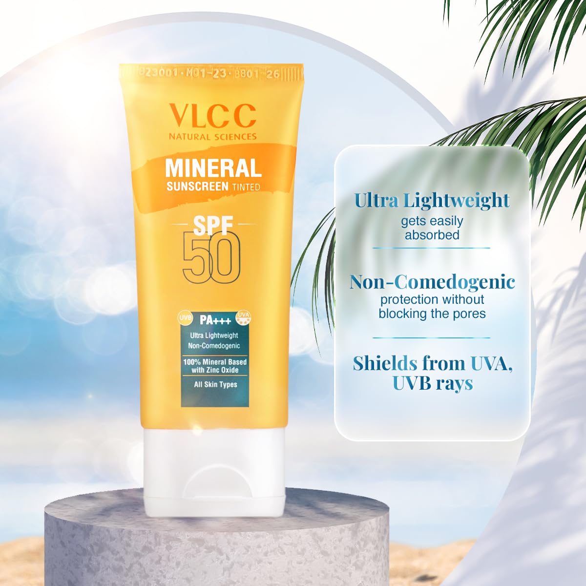 VLCC Mineral Sunscreen Tinted SPF 50 PA+++ Ultra Lightweight Non-Comedogenic (50gm)