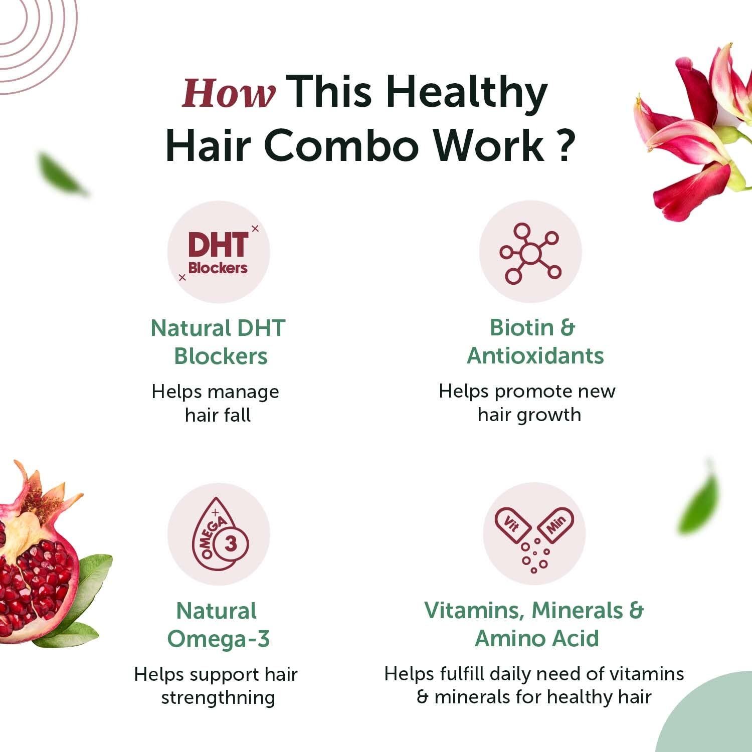 Neuherbs Plant based Hair Biotin 10000 mcg Sesbania -125 g + Hair Skin Vitamins Supplement, Biotin hs for hair growth -60 Capsules | For Men and Women