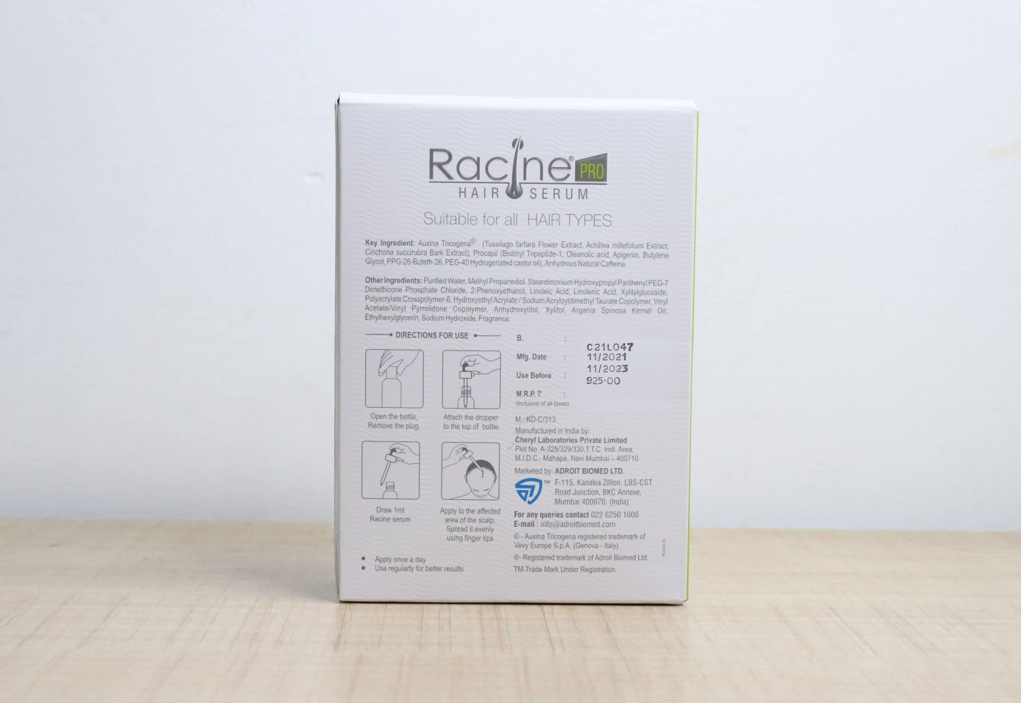 Racine Pro Hair Serum, For All Hair Types, Pack of 30 ML