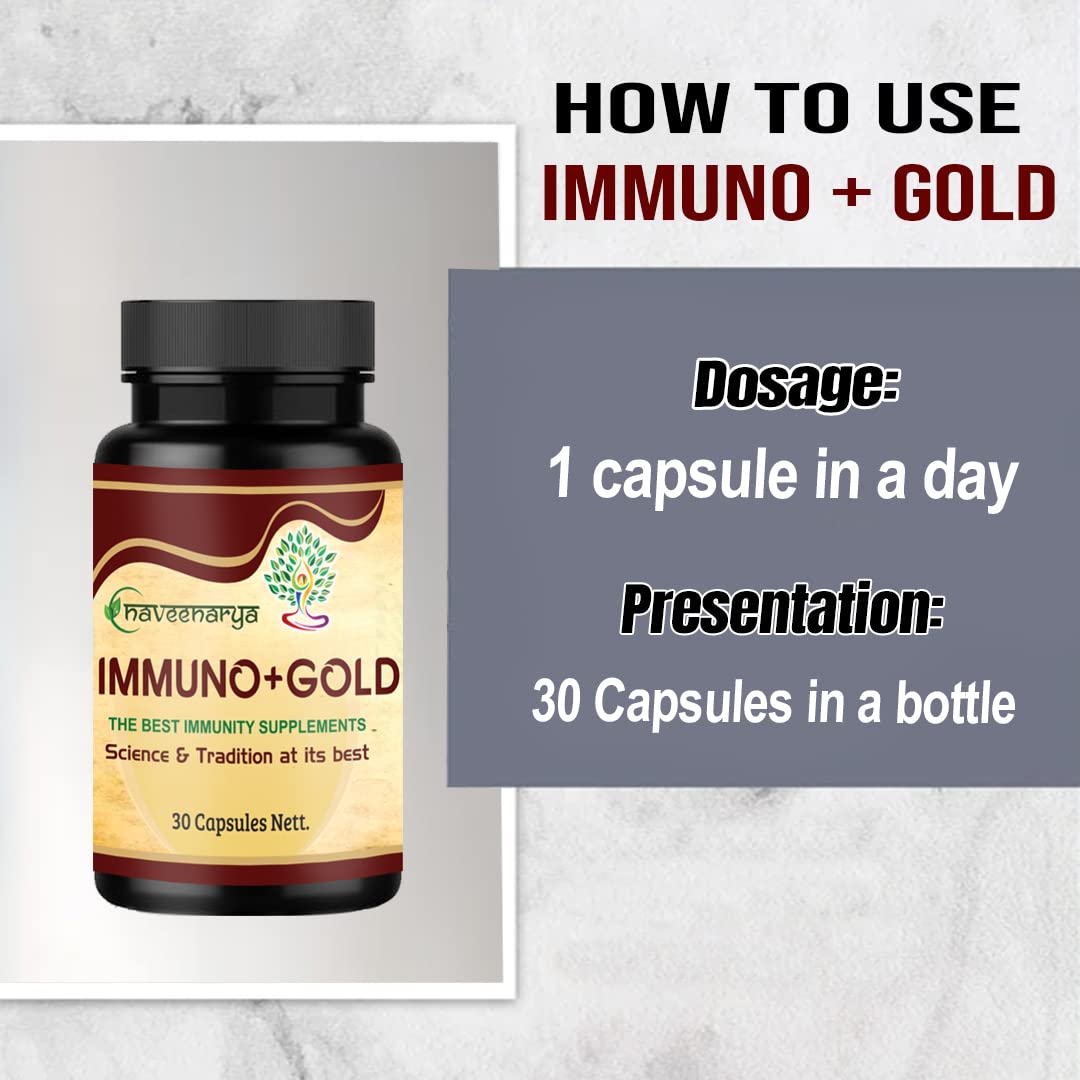 Immuno+ Gold Immunity Booster Capsules | Immunity Booster Supplement For Immunity With Natural Ingreby Ministry of Ayush, Govt. of India - 30 Capsules