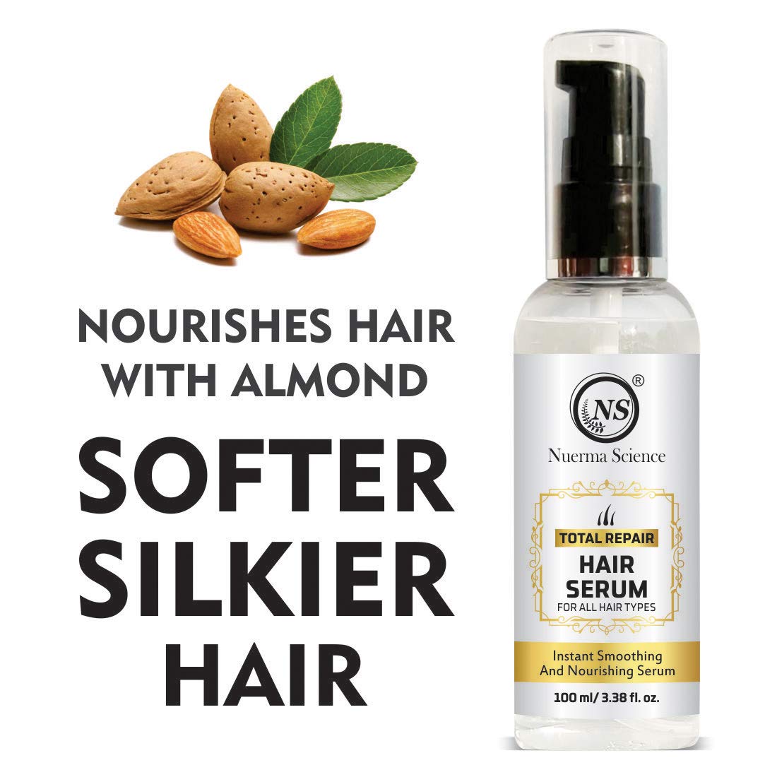 Nuerma Science Total Repair Hair Serum For Instant Smoothening and Nourishing Serum, 100 ML
