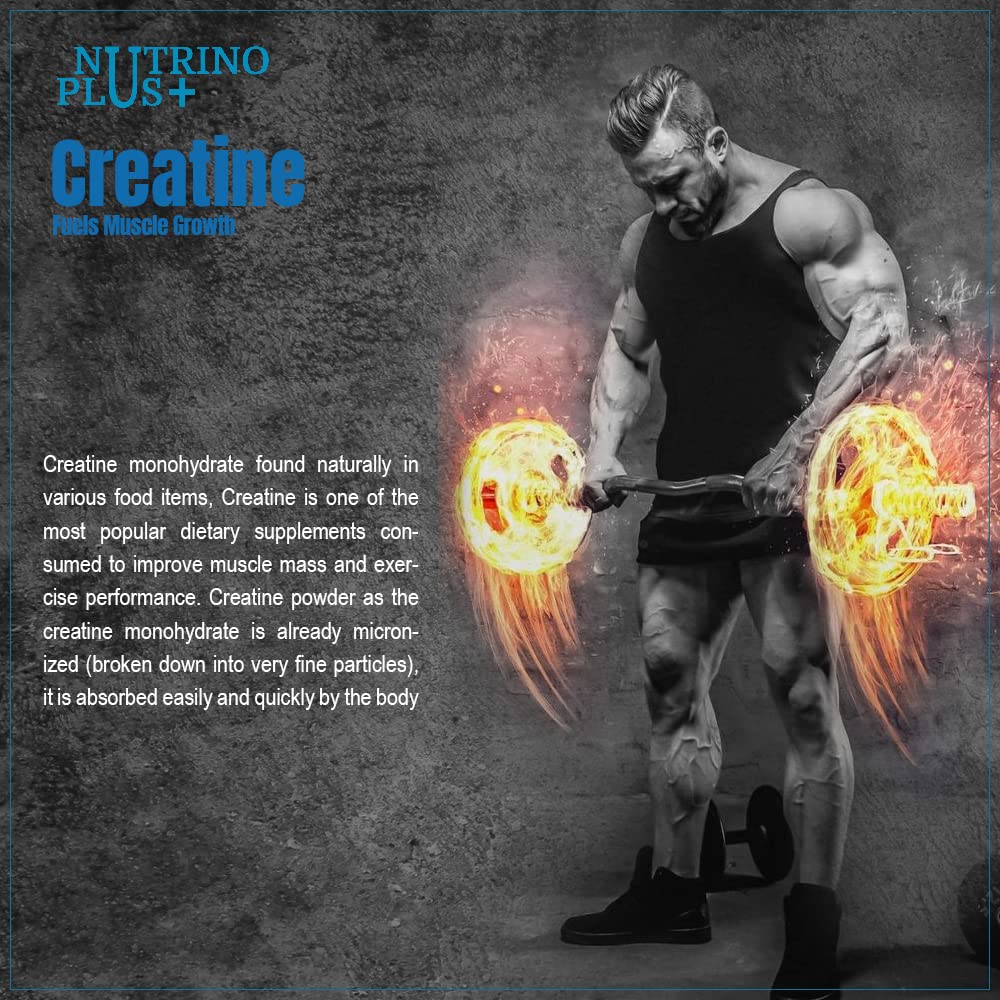 NutrinoPlus Creatine capsules 1000 Pre Intra Post Workout Supplement | for Muscle Recovery And Buildith L- leucine, L- Isoleusine, L- valine (60 Caps)