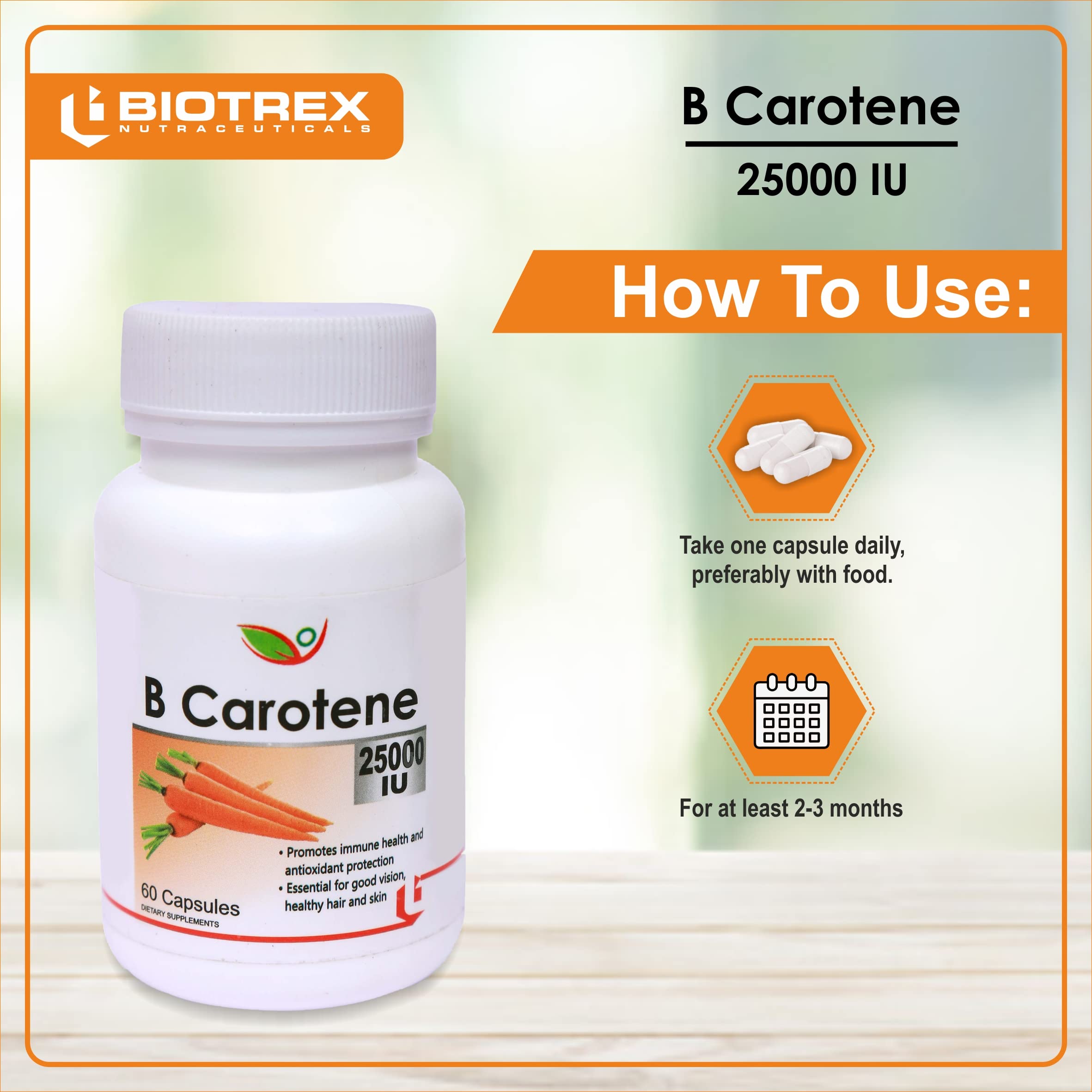 Biotrex Nutraceuticals Beta Carotene 25000Iu - 60 Capsules