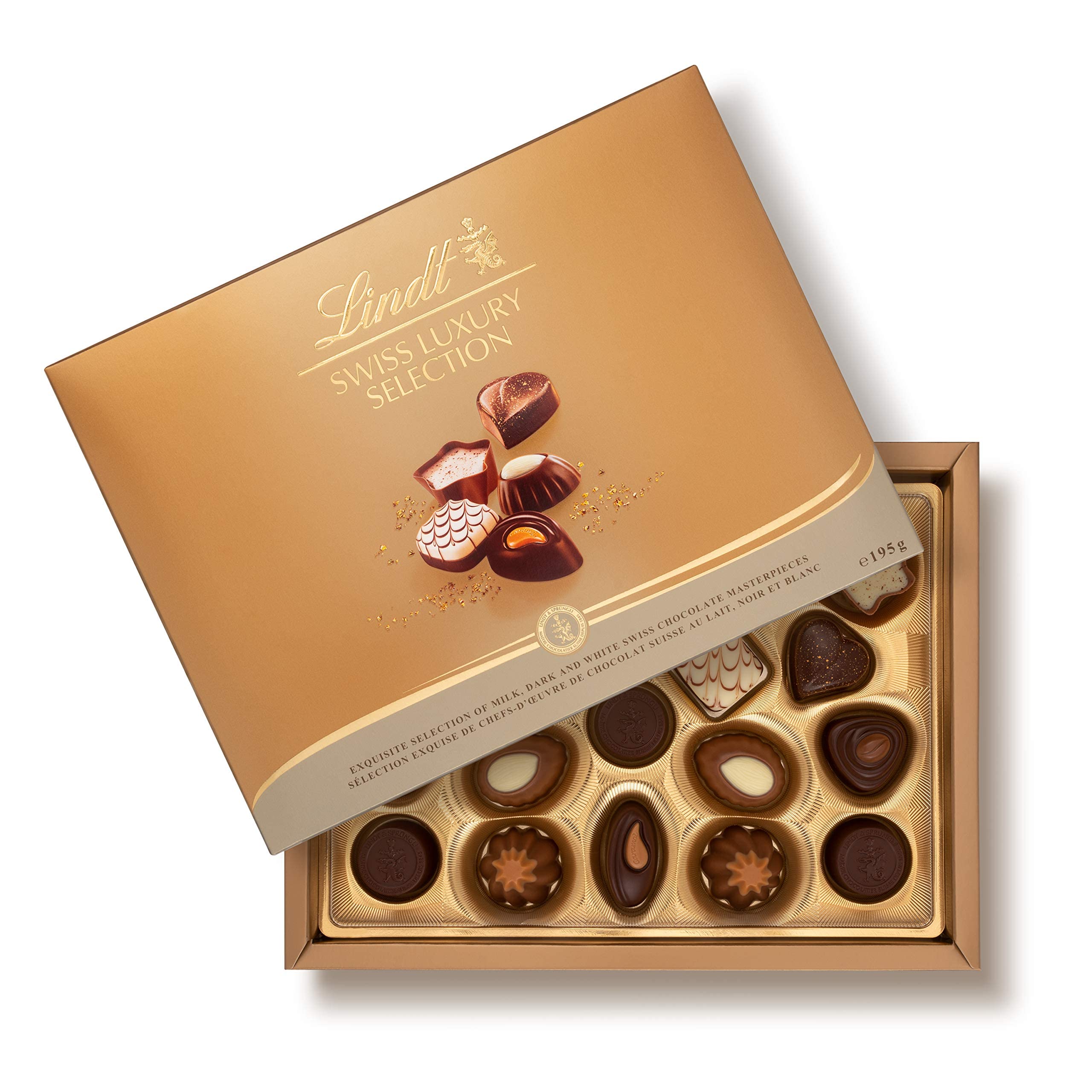 Lindt Swiss Luxury Finest Selection of Dark, Milk and White Chocolate Pralines (195g)