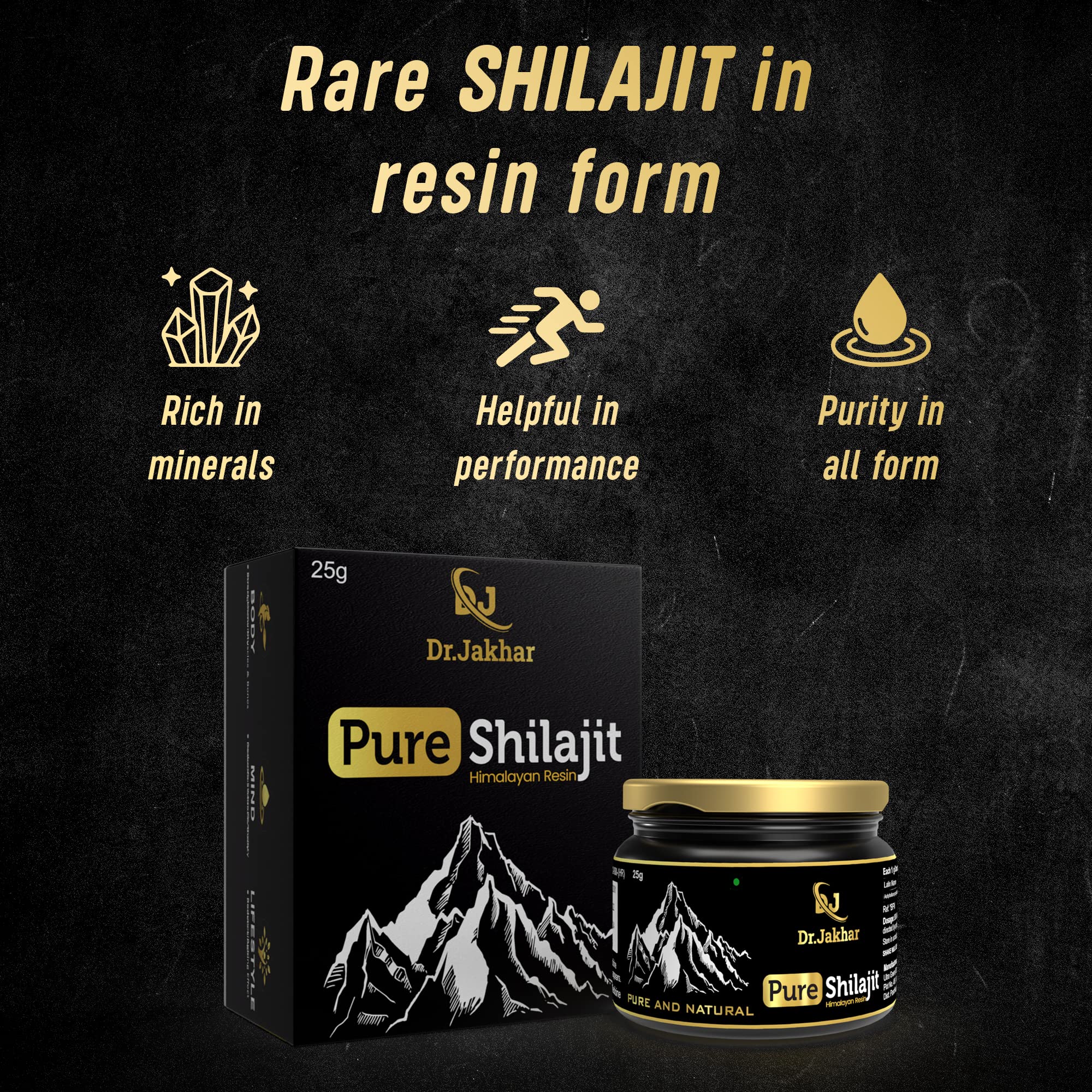 Real Himalyan Natural & Pure Shilajit Resin| For Strength, Energy, Focus and Vitality | Enrich with Minerals - 25 g