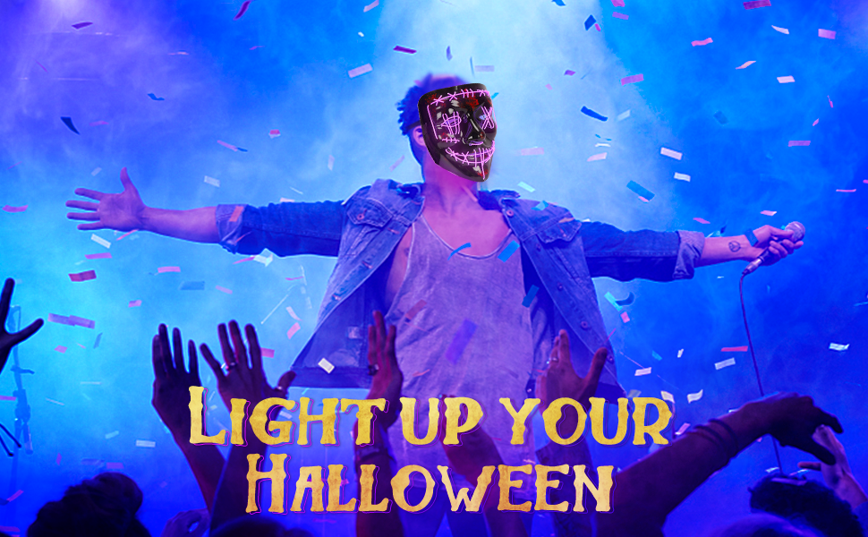 WHIZMAX Halloween Mask 2 colors Scary LED Mask for Halloween Cosplay Costume PTO-0XN36UMD