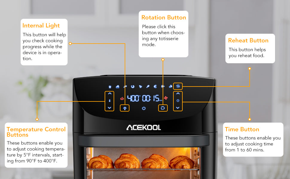 Acekool Air Fryer FT1 10-in-1 19QT Digital Large Airfryer Oven