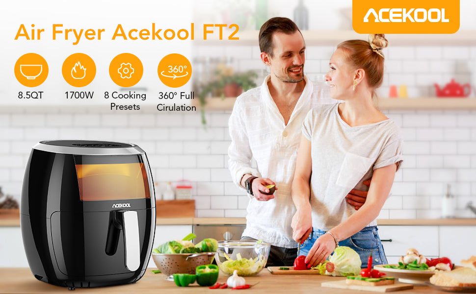 Acekool 8.5 QT Air Fryer FT2 Touch Screen with Visible Window
