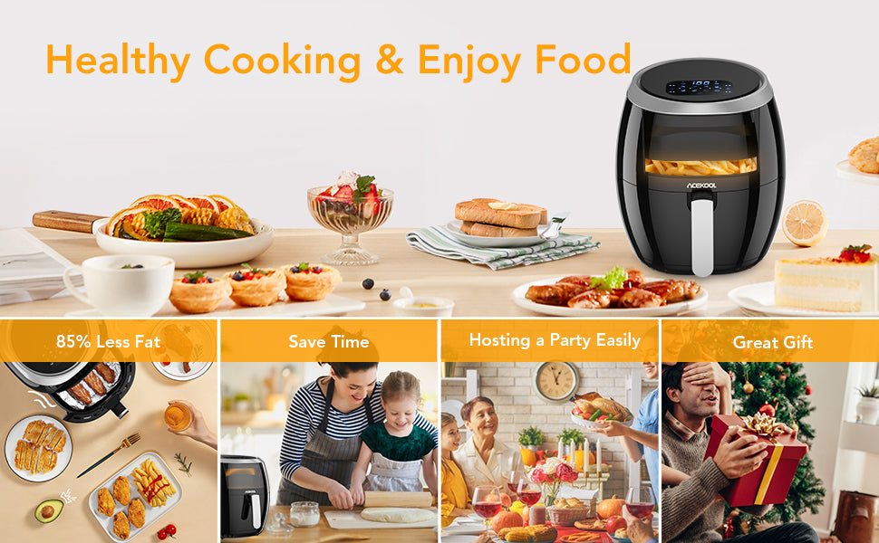 Acekool 8.5 QT Air Fryer FT2 Touch Screen with Visible Window